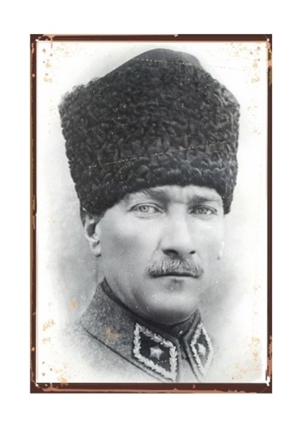 Kalpaklı Mustafa Kemal Atatürk Retro Vintage Ahşap Poster