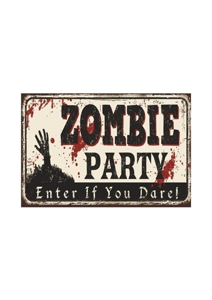 Zombi Partisi Retro Vintage Ahşap Poster