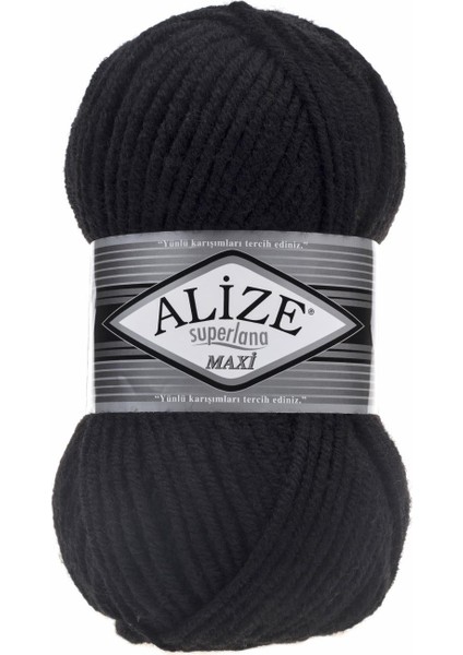 Süperlana Maxi El Örgü Ipi 5 Adet 100 Gram 60 Siyah