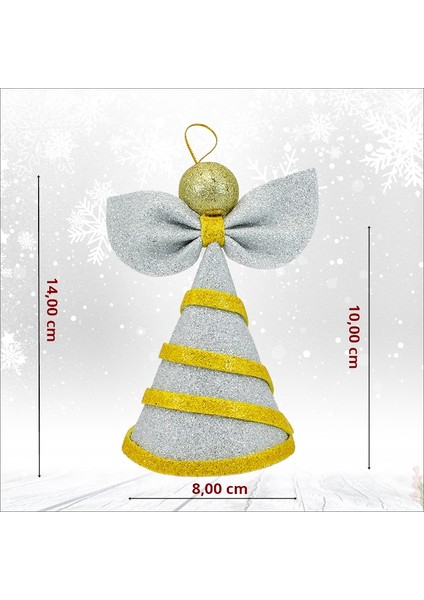 Yılbaşı Ağacı Simli Eva Külah Tepelik, 14CM x 9cm - Gümüş