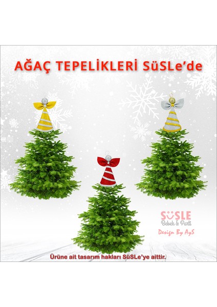 Yılbaşı Ağacı Simli Eva Külah Tepelik, 14CM x 9cm - Gümüş