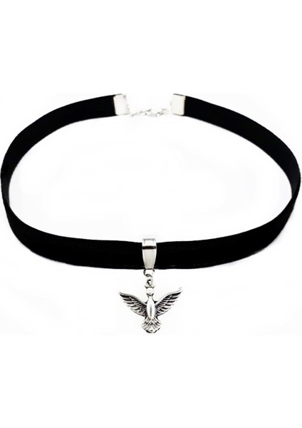 Albatros Kuşu Siyah Kadife Kadın Choker Tasma Kolye fiyatları