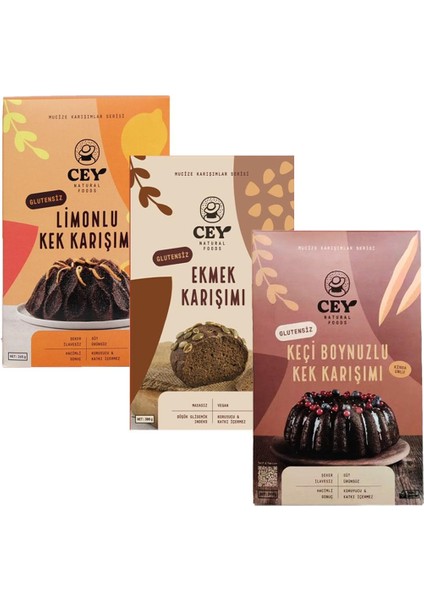 Cey Natural Glutensiz Ekmek ve Kek Mucize Karışımlar Seti 830 gr