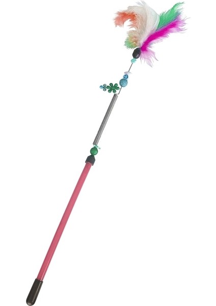 Yaylı Kedi Oyun Oltası 13 cm - 44 cm Kırmızı