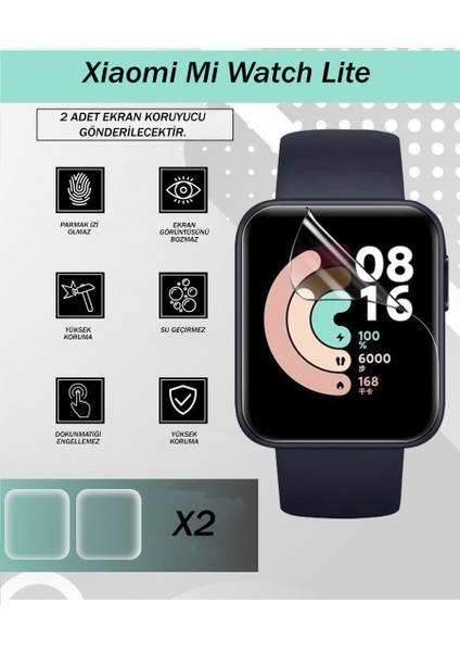 Xiaomi Mi Watch Lite Uyumlu (2 Adet) Ekran Koruyucu Nano Jelatin