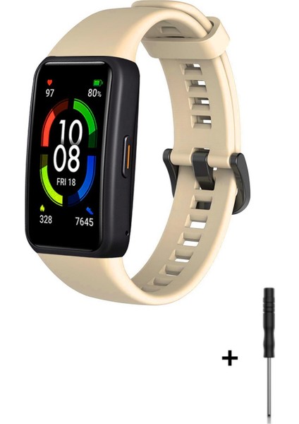 Huawei Band 6 ve Honor Band 6 Uyumlu (Takma Aparatlı) Silikon Kordon Kayış
