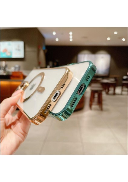 Iphone 14 Plus Tam Uyumlu Köşeleri Renkli Şeffaf Kamera Korumalı Magsafe Luxury Kılıfı modelleri