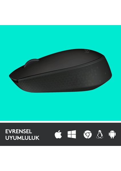 B170 Optik USB Alıcılı Kablosuz Mouse, Sağ ve Sol Elle Kullanıma Uygun, 12 Ay Pil Ömrü, Siyah