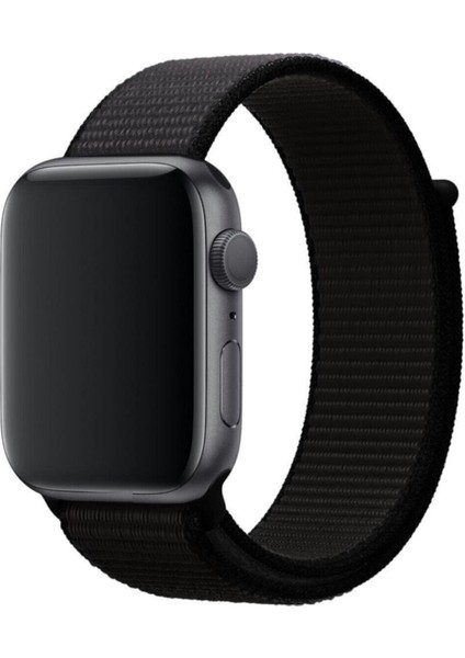 Siyah Apple Watch Uyumlu 2 3 4 5 Uyumlu 38 mm 40 mm Hasır Dokuma Spor Kordon