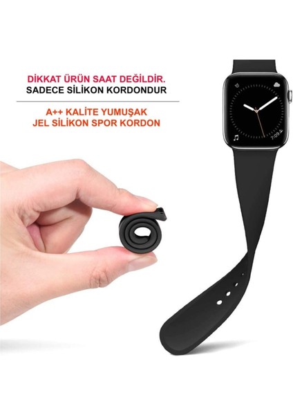 Apple Watch Uyumlu Kordon 2 3 4 5 Seri 42 mm ve 44 mm Silikon Kordon Kayış