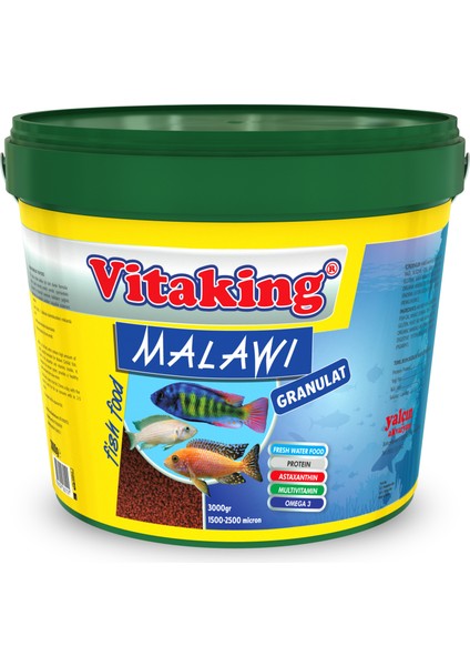 Malawi Protein Granül 3kg Kova Akvaryum Balık Yemi