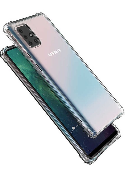 Samsung Galaxy A51 Şeffaf Kamera Korumalı Darbe Emici Telefon Kılıfı