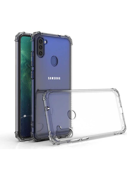 Samsung Galaxy M11 Şeffaf Kamera Korumalı Darbe Emici Telefon Kılıfı