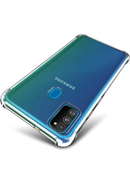 Samsung Galaxy M30S Şeffaf Kamera Korumalı Darbe Emici Telefon Kılıfı