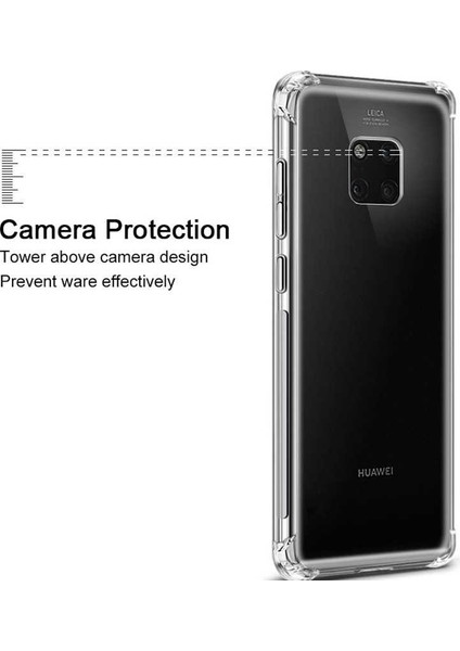 Huawei Mate 20 Pro Şeffaf Kamera Korumalı Darbe Emici Telefon Kılıfı