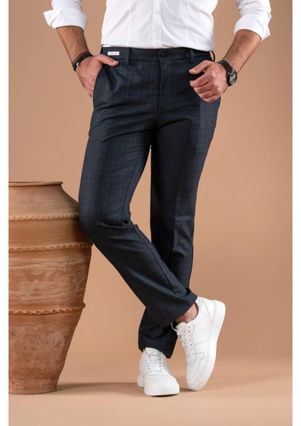 Beli Lastikli Regular Fit Ekoseli Kışlık Kumaş Pantolon fiyatları