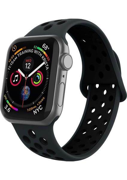 Gri Siyah Watch Uyumlu Uyumlu Silikon Kordon Iwatch Uyumlu Uyumlu Kayış Seri - 42MM/44MM