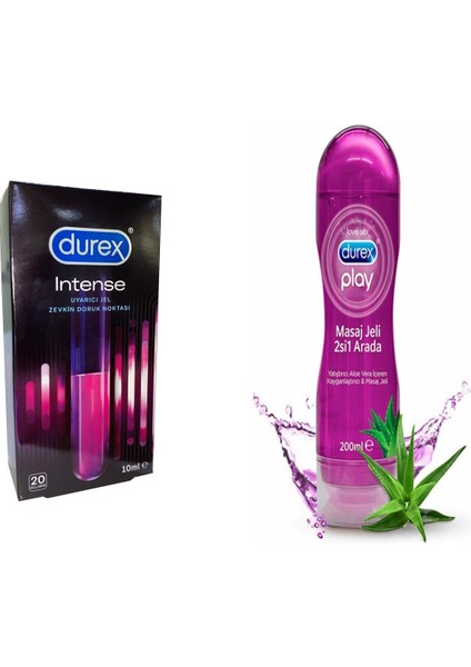 Play Aloe Vera 2 Si 1 Arada Masaj Jeli 200 ml + Durex Intense Uyarıcı Jel