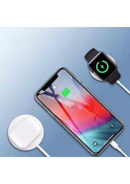 3in1 Magsafe Wireless Lightning USB Şarj Kablosu iPhone Airpods Apple Watch ile Uyumlu