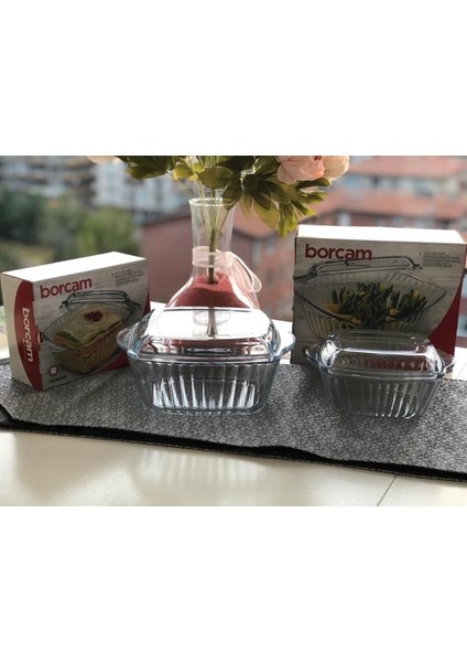 Borcam 2'li 59039 & 59049 Kapaklı Kare Tencere