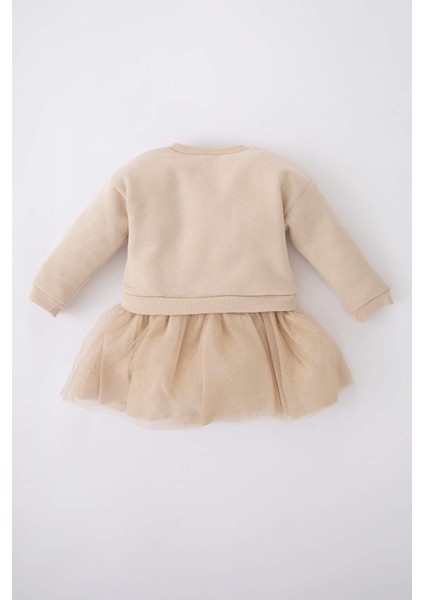 Kız Bebek Bisiklet Yaka Uzun Kollu Sweat Elbise Z3336A222WN