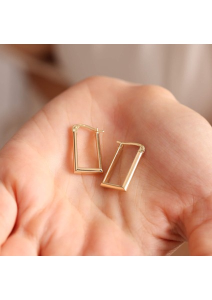 Altın Halka Küpe Rectangle 2.0 cm