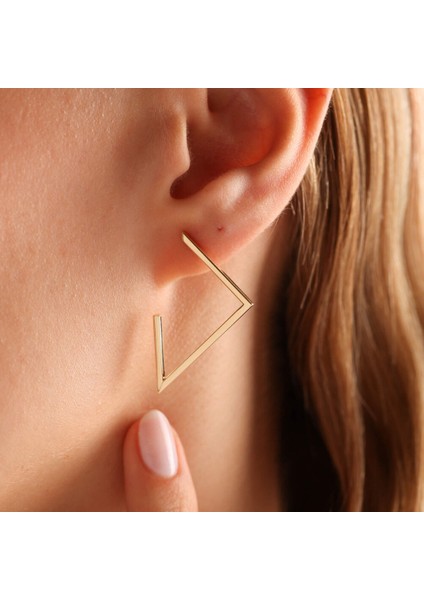 Altın Halka Küpe Italy Half Pyramid modelleri