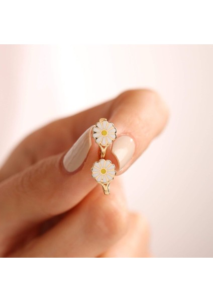 Altın Çocuk Küpesi Papatya Mineli