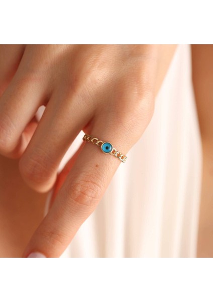 14 Ayar Altın Göz Yüzük Gurmet Chain