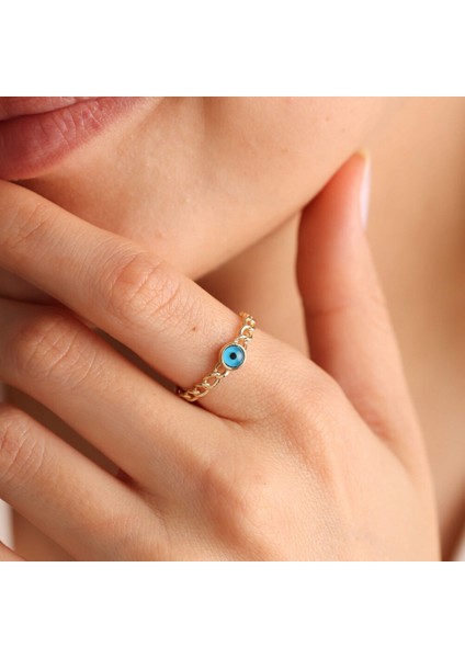 14 Ayar Altın Göz Yüzük Gurmet Chain fırsatları