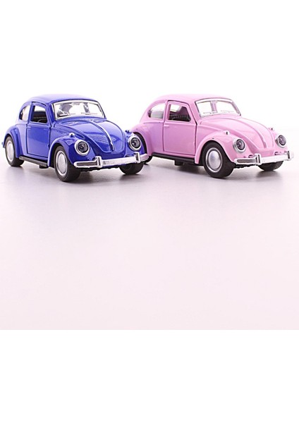 Sevgiliye Eşe Sürpriz Hediye 2 Adet Lacivert Pembe Metal Vosvos Araba Dıe Cast Büyük Boy 12CM