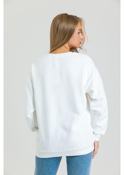 Spiritüel Nakışlı Kalın Içi Polarlı Oversize Sweatshirt indirimleri