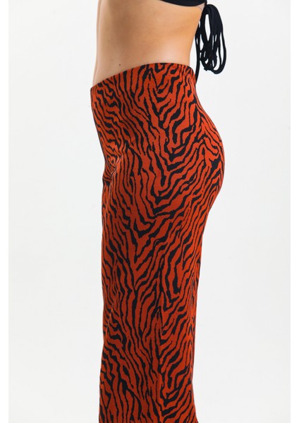 Zebra Desenli Wide Leg Bol Paça Pantolon