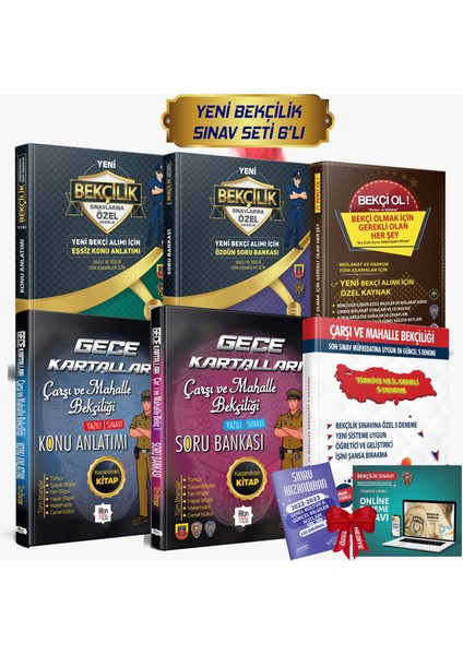 6 Li Ful Set Gece Kartalları Çarşı ve Mahalle Bekçiliği Alımına Özel Hazırlık Konu Anlatımı + Soru Bankası + 5 Bekçilik Denemesi + Bekçi Ol + 2022 Bekçilik Konu Soru (Online Sınav Hediyeli)