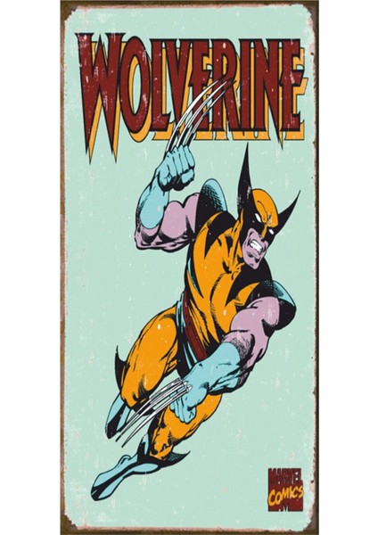 Wolverine Marvel (10 cm x 20 Cm) Mini Retro Ahşap Poster