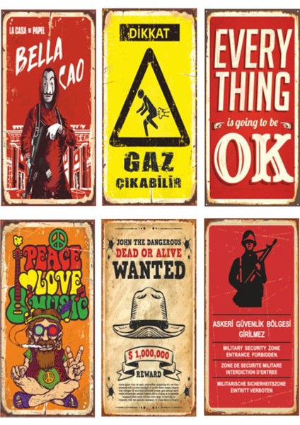 Retro Ahşap Poster Seti-1