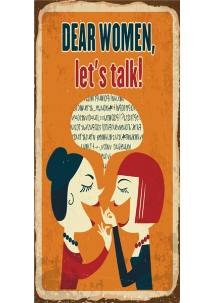 Gel Konuşalım Kadın 10 cm x 20 cm Mini Retro Ahşap Poster