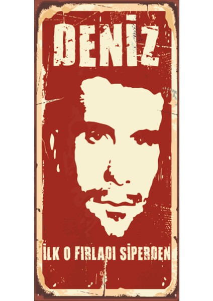 Deniz Gezmiş (10 cm x 20 Cm) Mini Retro Ahşap Poster