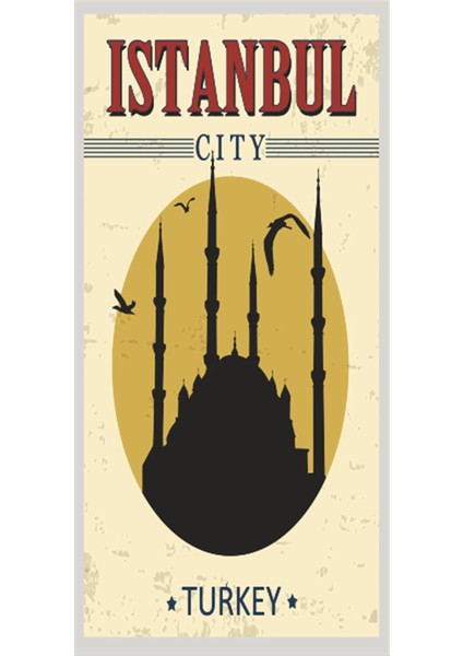 Istanbul (10 cm x 20 Cm) Mini Retro Ahşap Poster