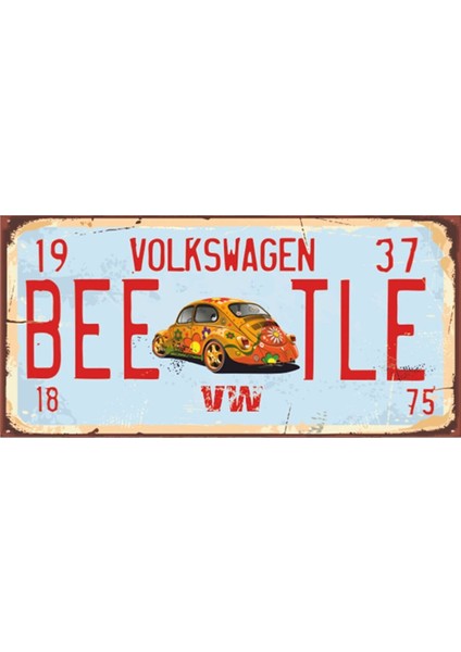 Vosvos Tabela (10 cm x 20 Cm) Mini Retro Ahşap Poster