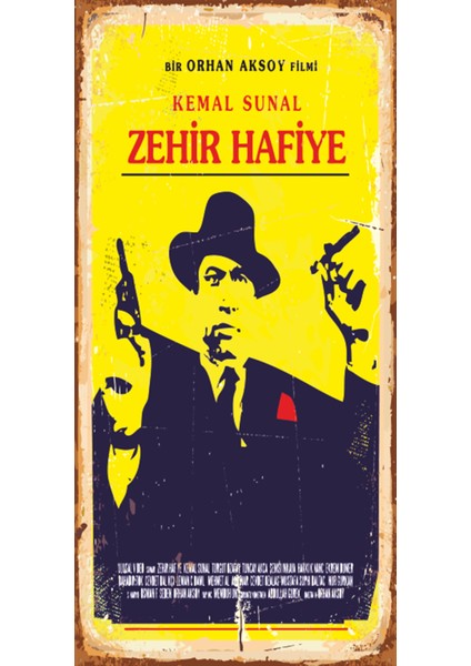 Kemal Sunal Zehir Hafiye Yeşilçam (10 cm x 20 Cm) Mini Retro Ahşap Poster