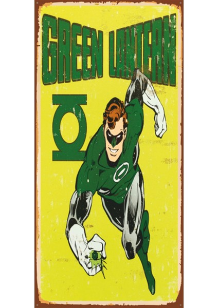 Green Lantean Marvel (10 cm x 20 Cm) Mini Retro Ahşap Poster
