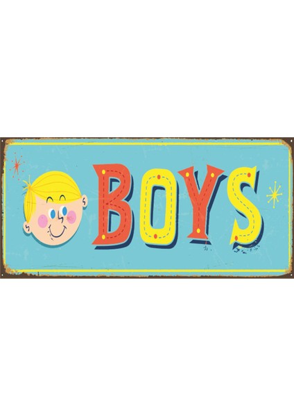 Erkek Çocuk Odası Kapısı Tabelası (10 cm x 20 Cm) Mini Retro Ahşap Poster