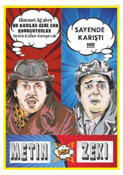 Yeşliçam Replikleri Zeki Vs Metin Retro Ahşap Poster