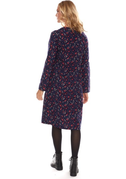Pazen Lacivert Çiçek Desen Kısa Elbise fırsatları