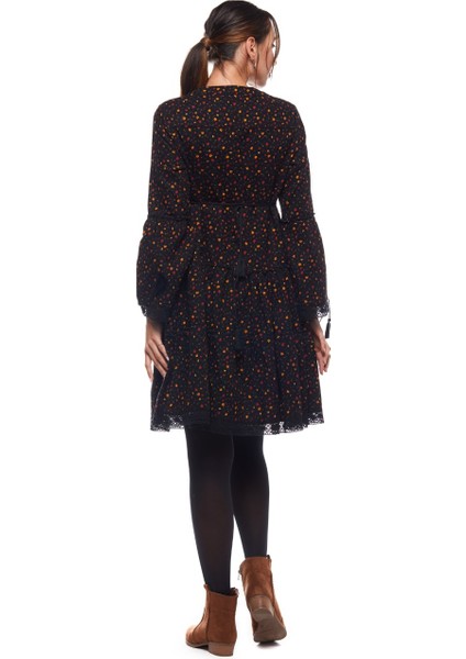 Pazen Siyah Çıtır Desen Kısa Elbise fiyatları