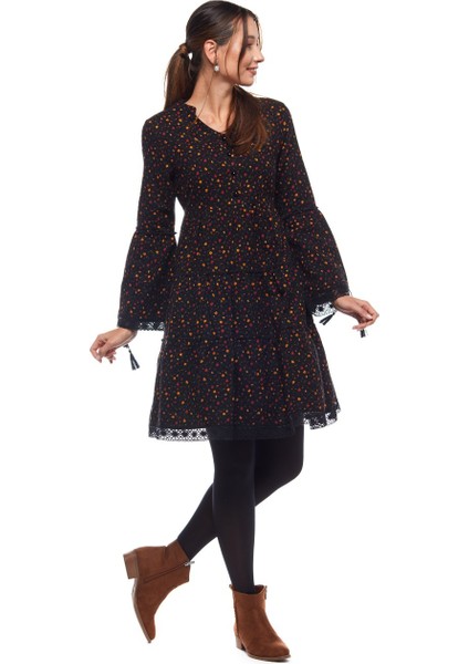 Pazen Siyah Çıtır Desen Kısa Elbise fırsatları