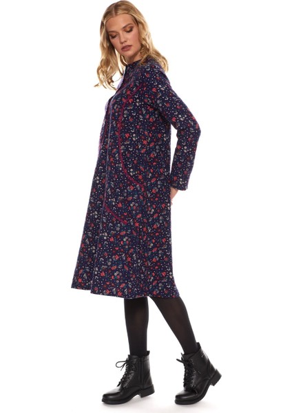 Pazen Lacivert Çiçek Desen Kısa Elbise fiyatları