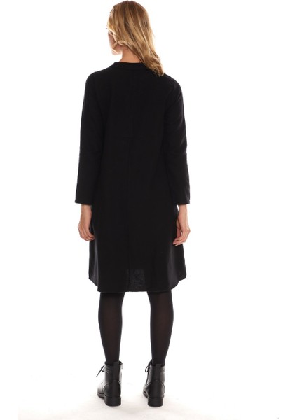 Pazen Uzun Kol Siyah Nakışlı Kısa Elbise indirimleri