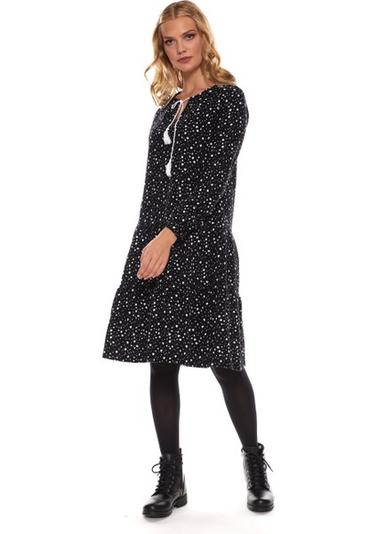 Beyaz Uzun Kol Pazen Püskül Yaka Kısa Elbise fiyatları